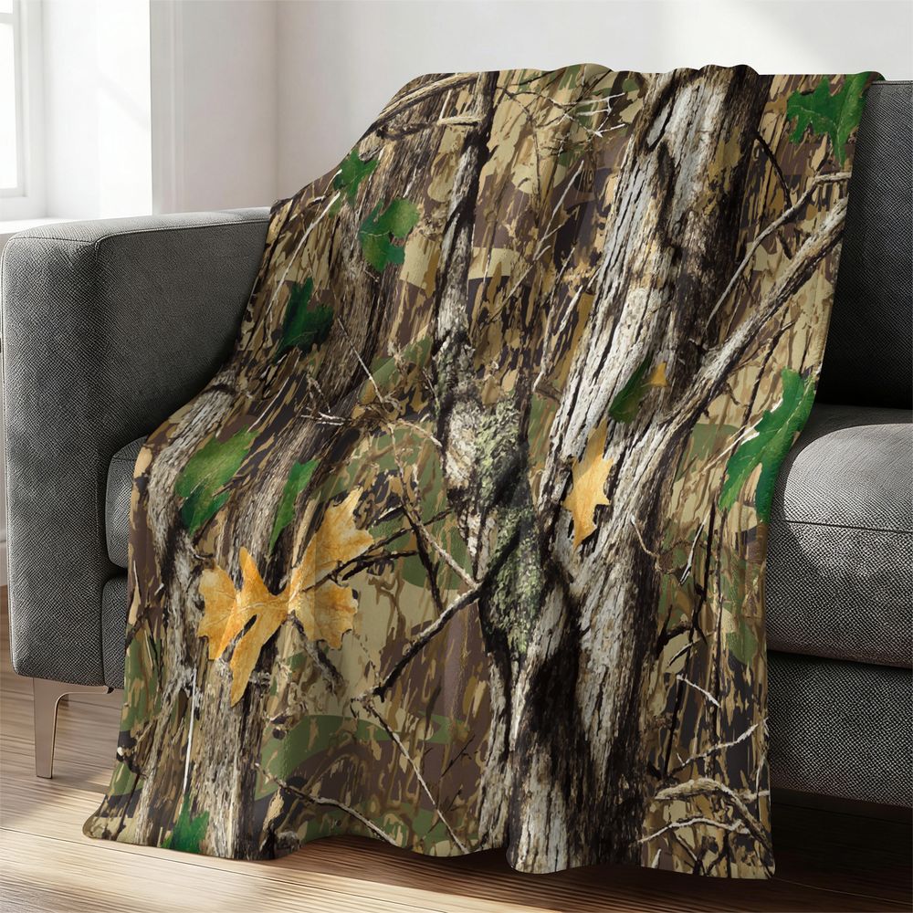 Hunting Outdoor Rug - Orman Kamuflaj Flanel Battaniye Yumuşak Atma