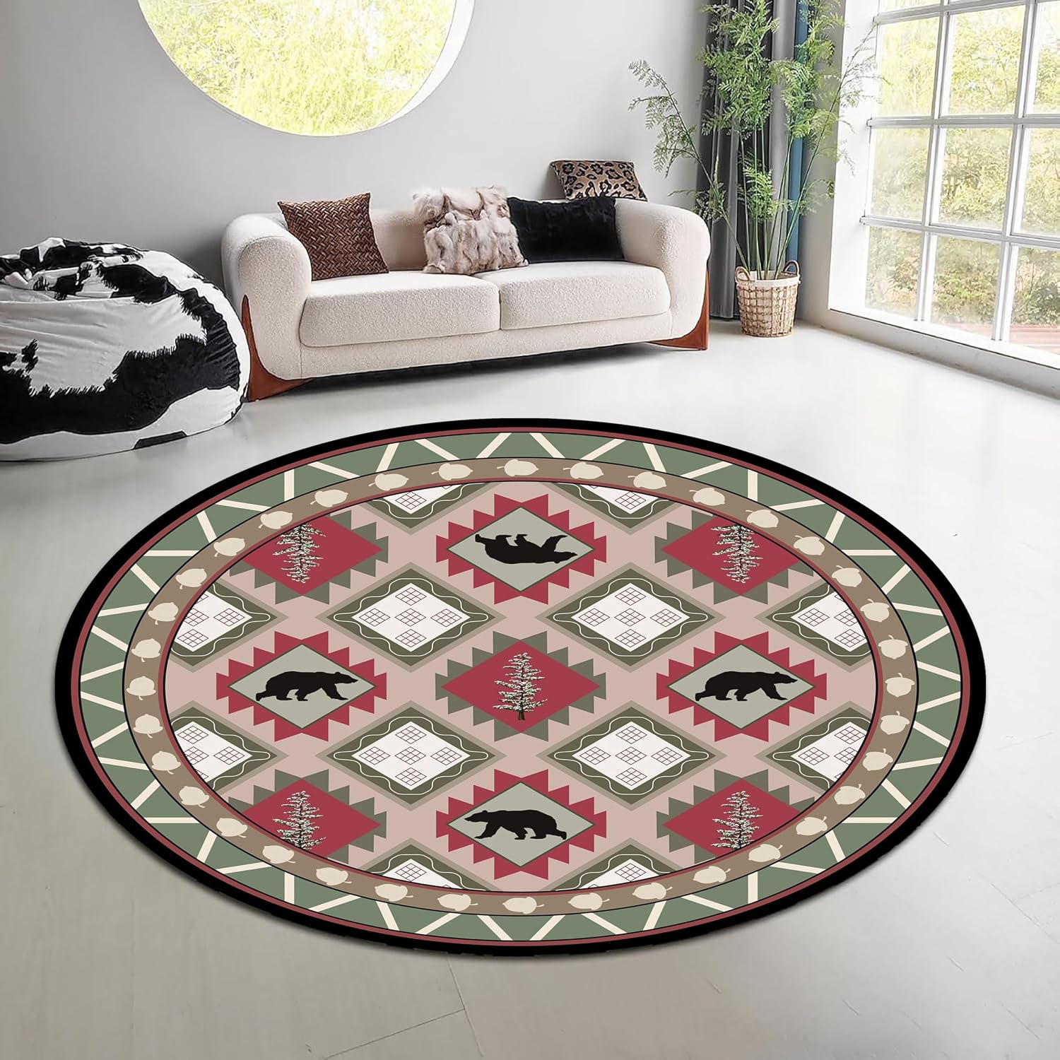 Vintage Doğa Ormanı Yuvarlak H - Hunting Outdoor Rug incelemesi ve fiyatı