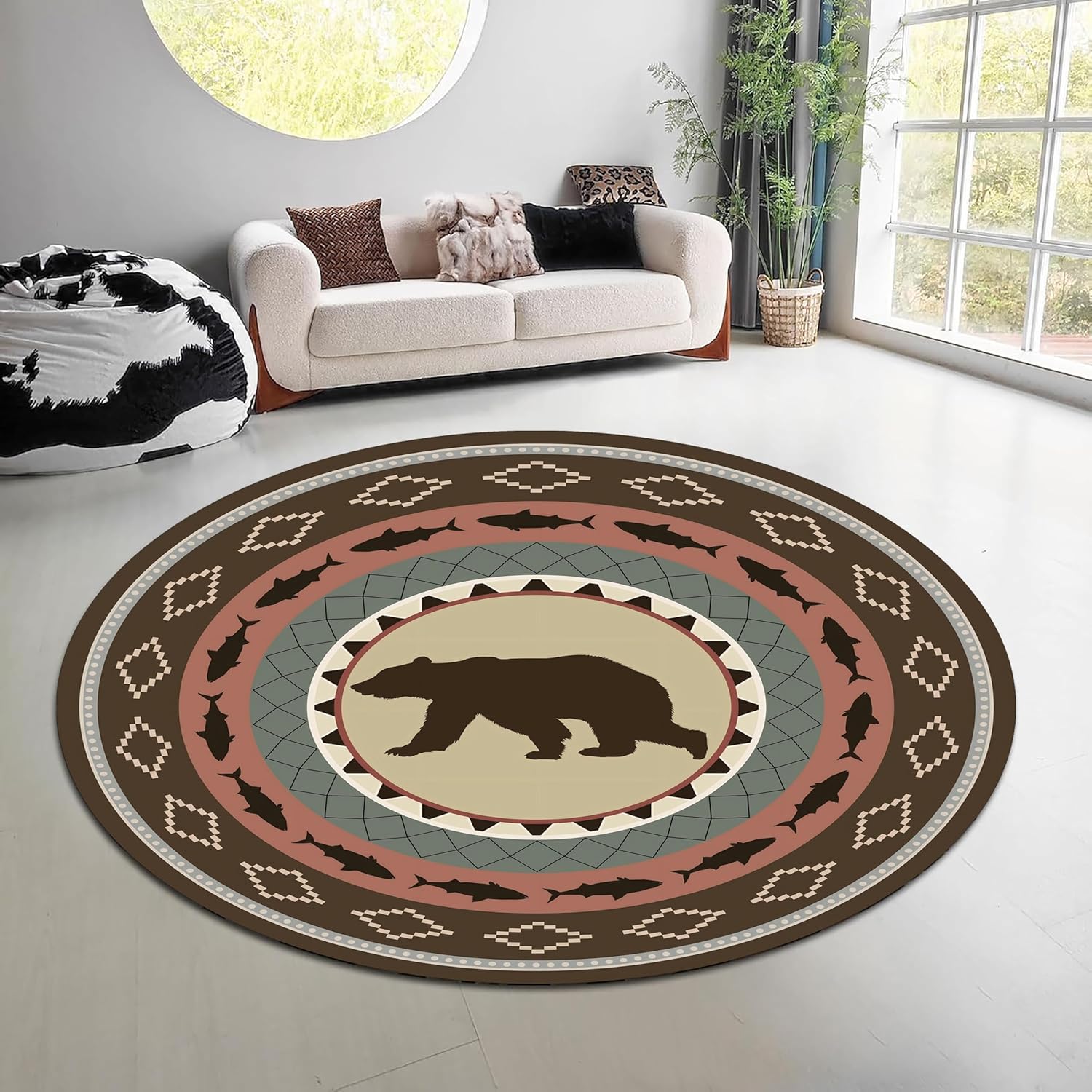 Vintage Doğa Ormanı Yuvarlak H - Hunting Outdoor Rug incelemesi ve fiyatı